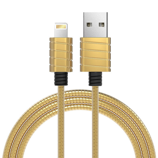 MFI Certified Stainless Steel Sync and Charge Lightning Cable Gold