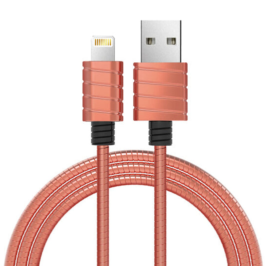 MFI Certified Stainless Steel Sync and Charge Lightning Cable Rose Gold