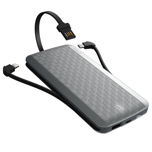 Scorpion 8000 Powerbank with Lightning and Micro-USB cables Silver